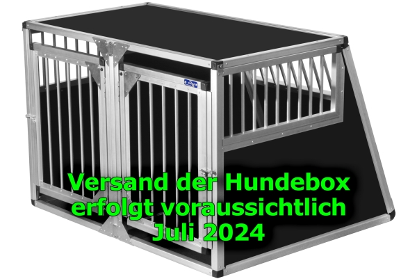 Transportdoppelbox N79 - 90x114x75cm entnehmbare Trennwand, Notausstieg Aluminium Auto Alu Hundebox